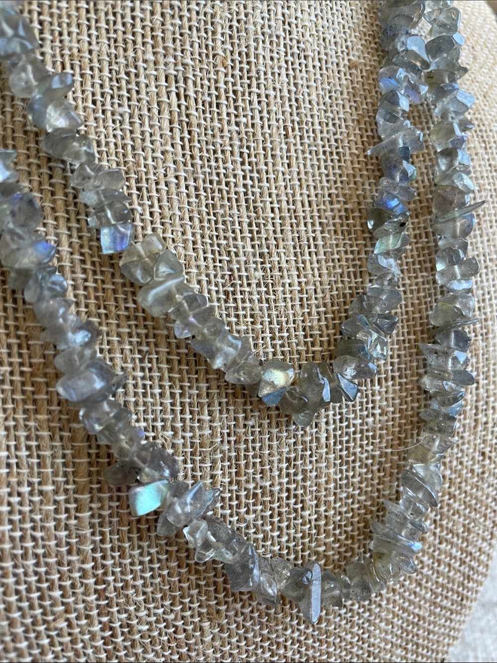 Labradorite Chip Necklace - Iridescent Gray for Women